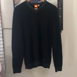 Mens Hugo Boss Orange Label Navy V- Neck Sweater